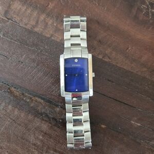 Fossil Silver Watch with Blue Dial